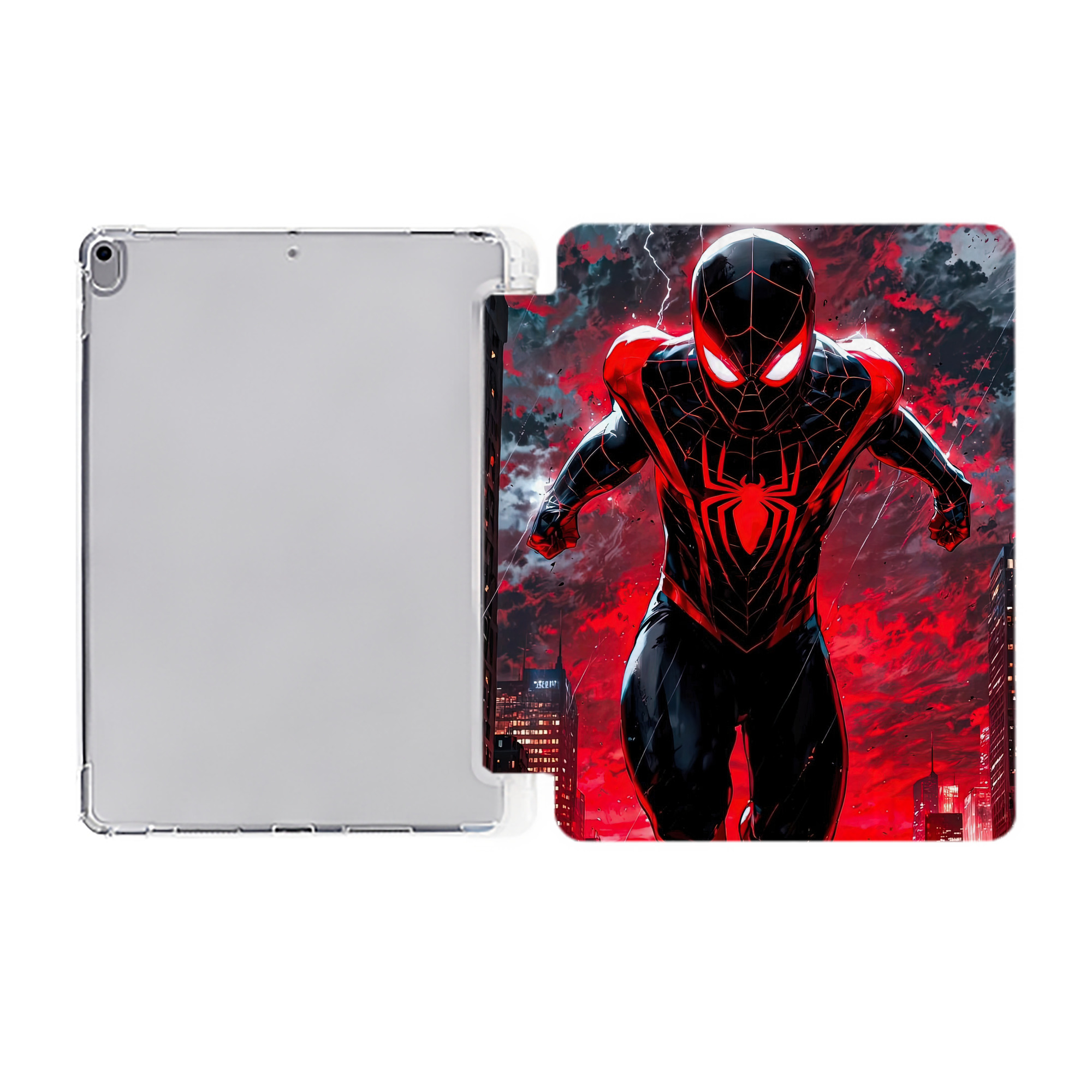 （画像用） Spider Man スパイダーマン IPad ケース ペン収納付き 三つ折りスタンド PUレザー×シリコン 対応機種9.5/10.5/10.9インチ